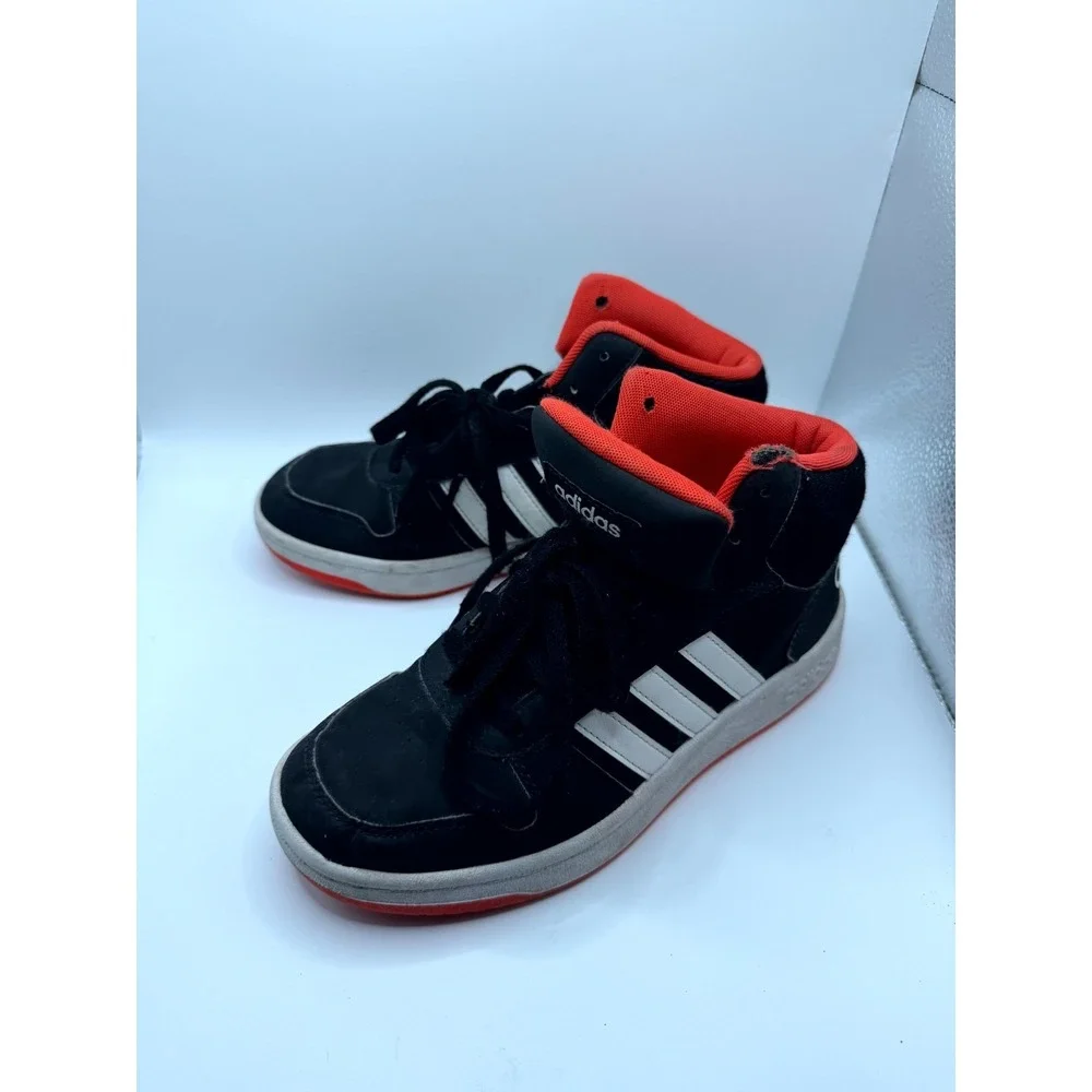 Adidas Hoops 2.0 Mid B75743 Kids 5 Sneakers Black Hi-Res Red‎ Basketball Shoes